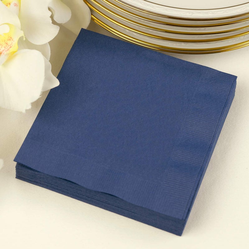 Canopy Street Navy Blue Beverage Napkins / 100 Count Small Napkins / 4 3/4" x 4 3/4" Square Cocktail Event Napkin/Graduation Wedding Baby Shower Party 3 Ply Paper Napkin Pack - Image 4